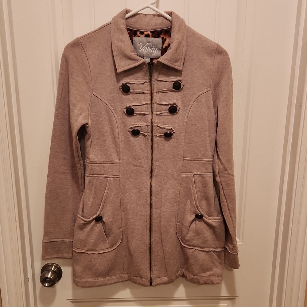 Vanity Women's Utility Jacket in Tan with Button Accents